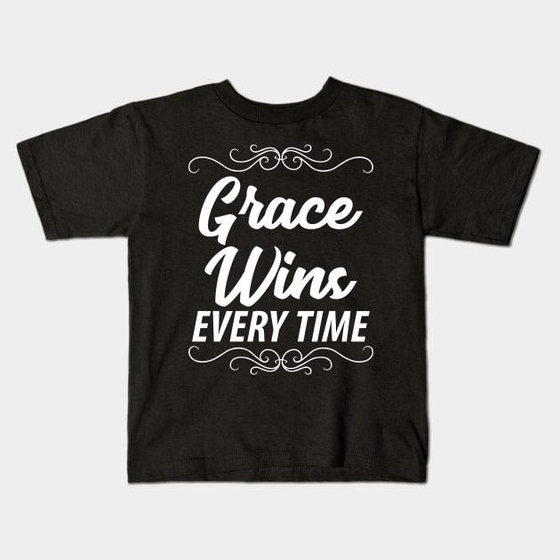 Grace wins every time Kids T-Shirt by captainmood